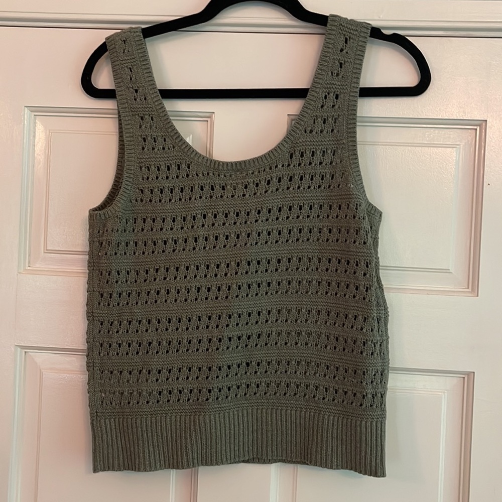 Old Navy Pointelle Knit Sweater Tank Top Norfolk Pine Green 876867 TALL - Picture 4 of 4